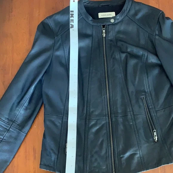 🛵 Genuine vintage leather moto jacket Naf Naf Paris 🇫🇷biker jacket size M - Picture 5 of 14